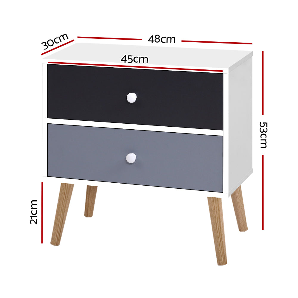 Marlook Bedside Table 2 Drawers - BONDS White