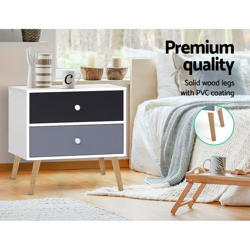 Marlook Bedside Table 2 Drawers - BONDS White