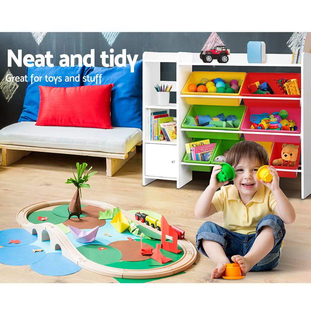 Marlook Kids Toy Box 8 Bins Bookshelf Storage Rack Organiser Toy Display