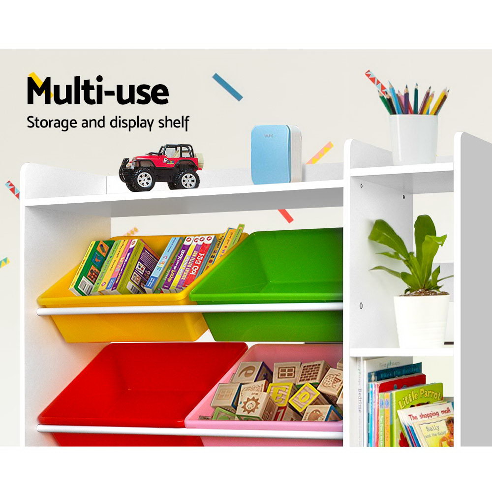 Marlook Kids Toy Box 8 Bins Bookshelf Storage Rack Organiser Toy Display