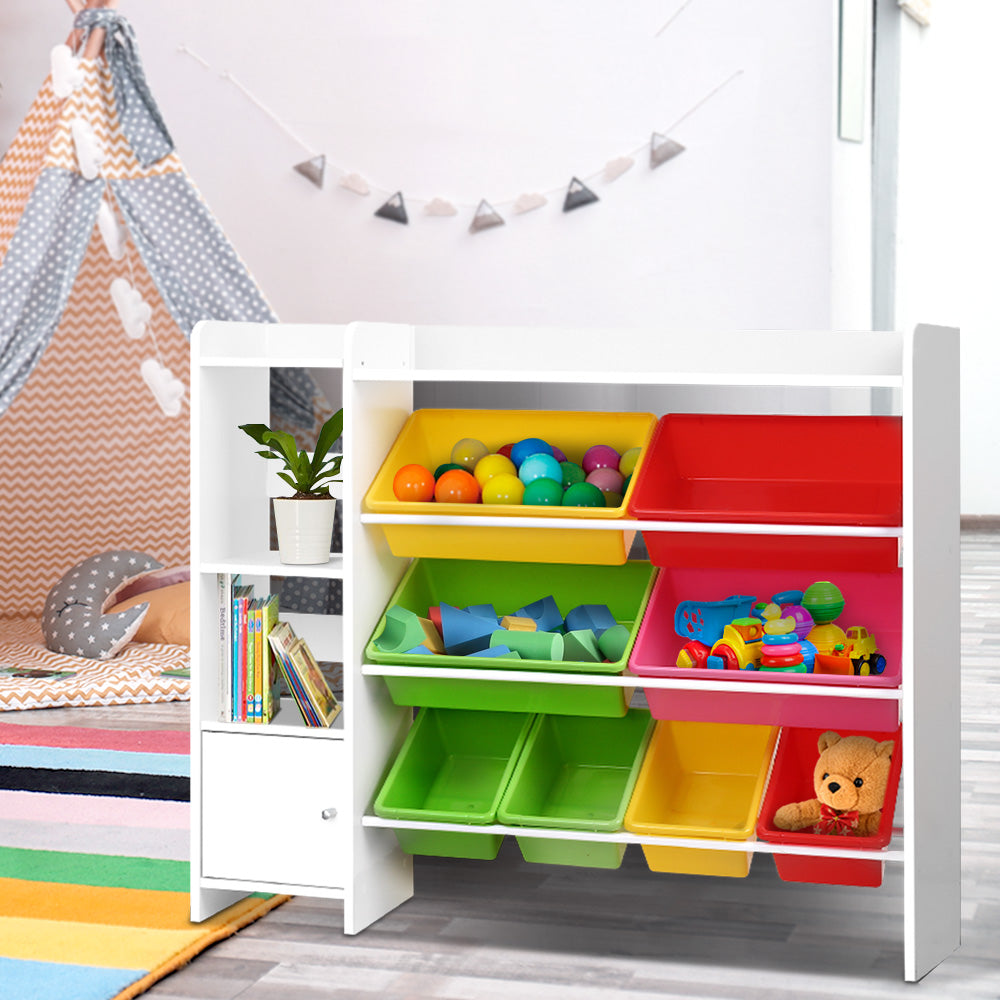 Marlook Kids Toy Box 8 Bins Bookshelf Storage Rack Organiser Toy Display