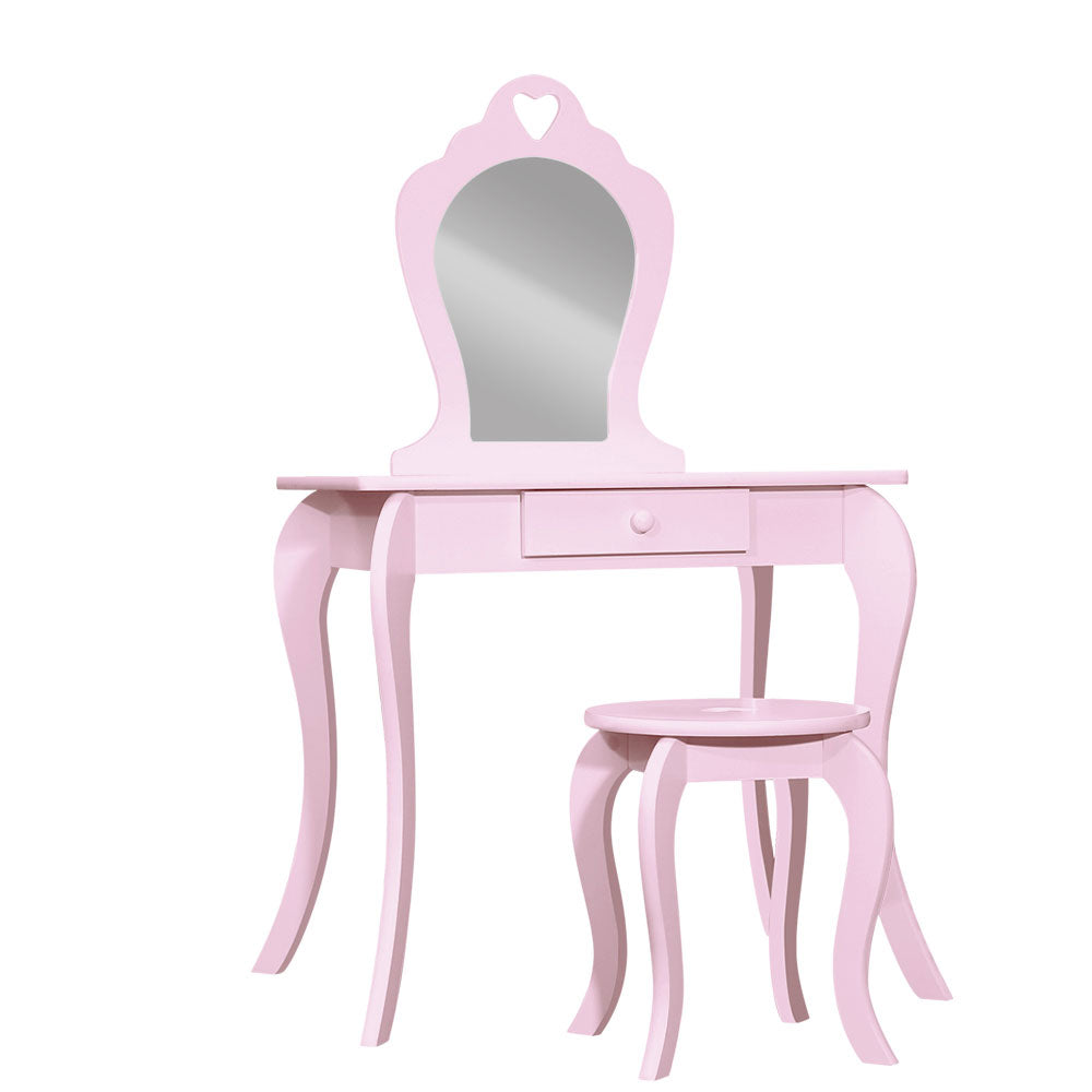 Marlook Kids Dressing Table Stool Set Vanity Mirror Princess Children Makeup Pink