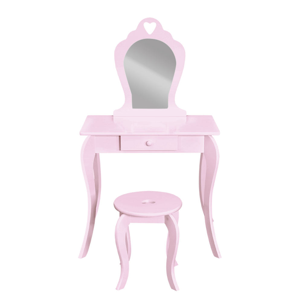 Marlook Kids Dressing Table Stool Set Vanity Mirror Princess Children Makeup Pink