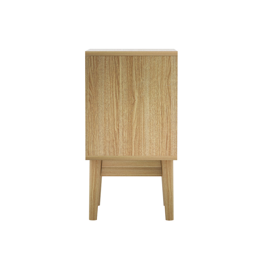 Marlook Rattan Bedside Table 1 Drawer with Shelf - REI Oak