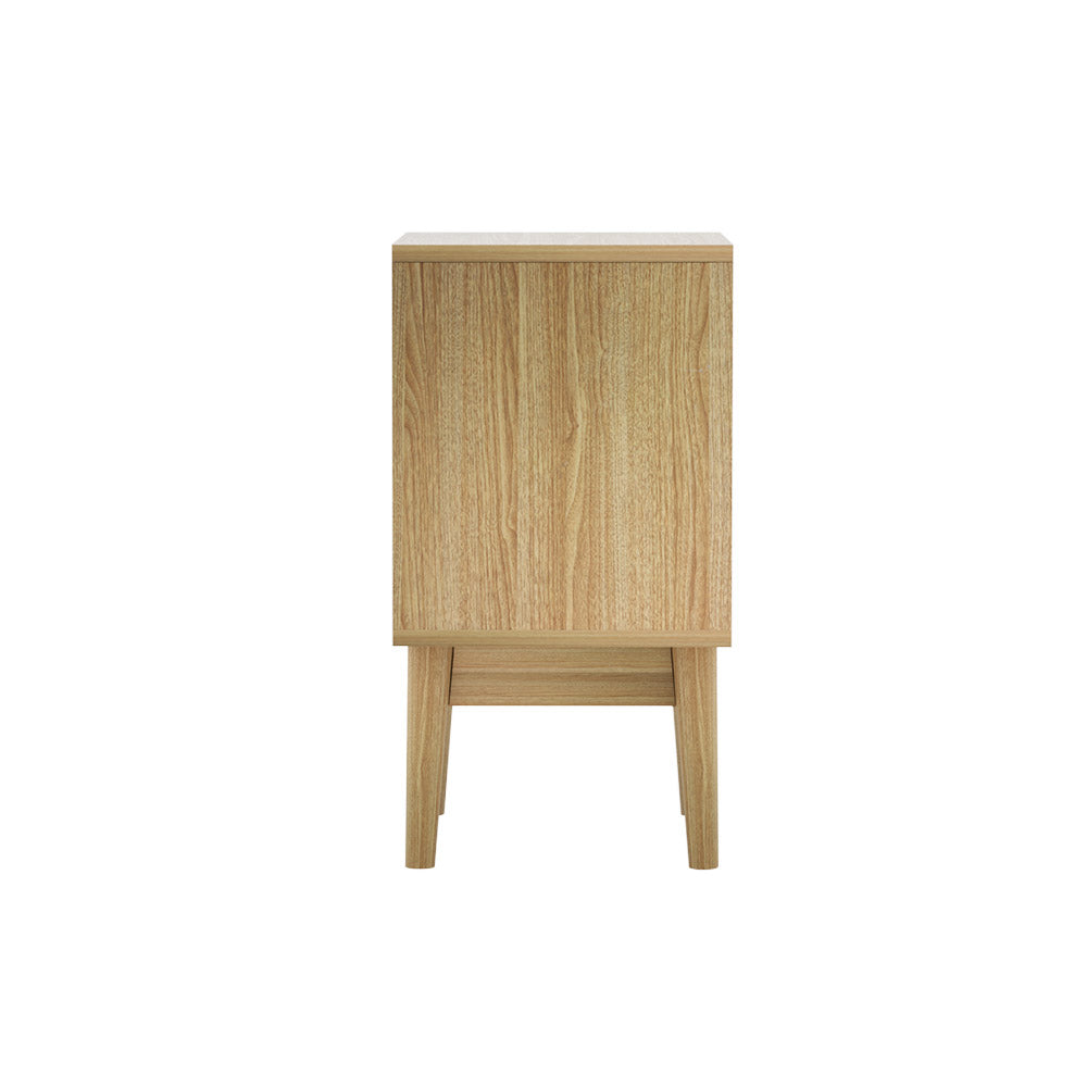 Marlook Rattan Bedside Table 2 Drawers Wood - RIE Oak