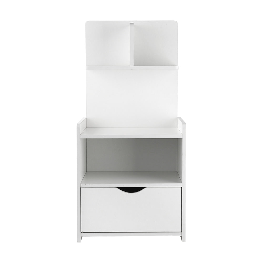 Marlook Bedside Table 1 Drawer with Shelves - EVERMORE White