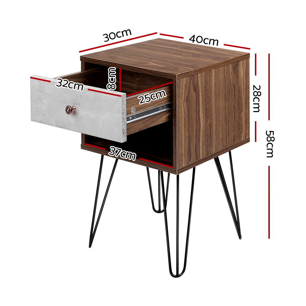 Marlook Bedside Table 1 Drawers with Shelf - LARS