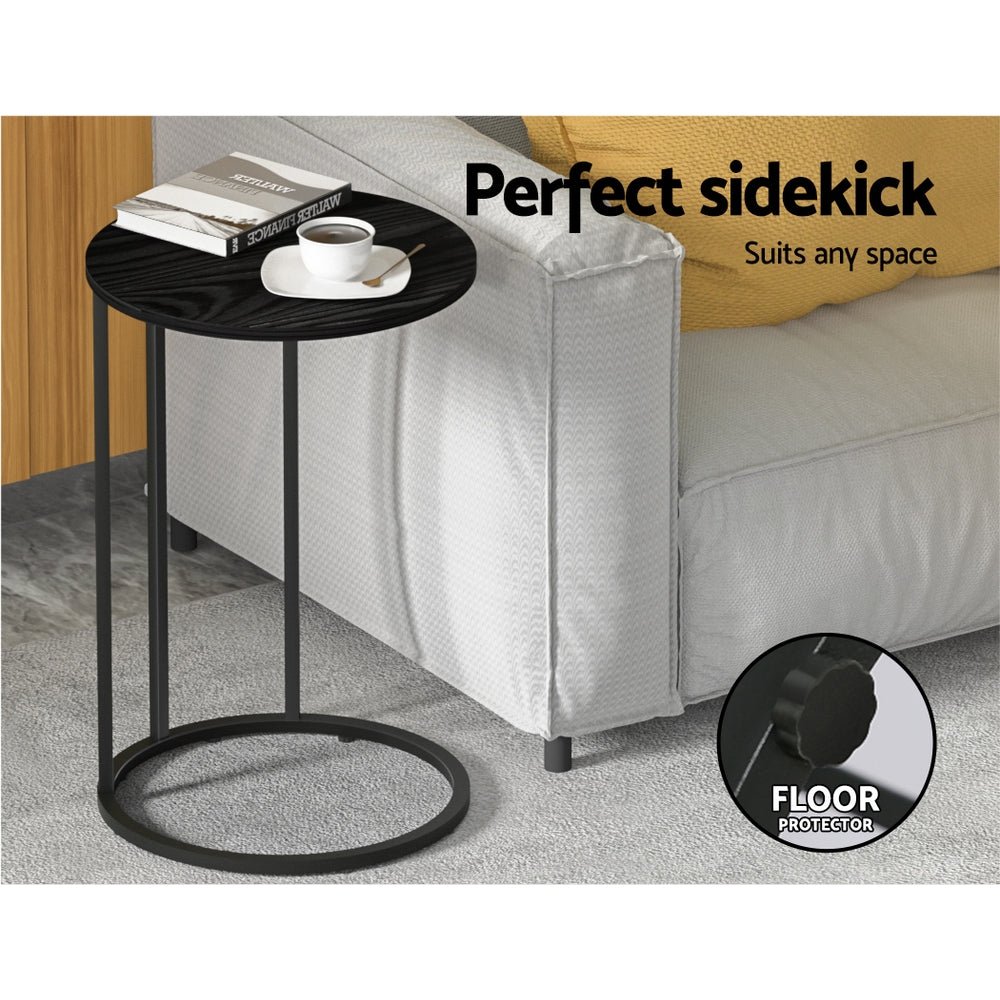 Marlook Coffee Table Side Table Round Black Martha