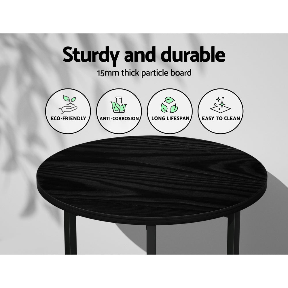 Marlook Coffee Table Side Table Round Black Martha