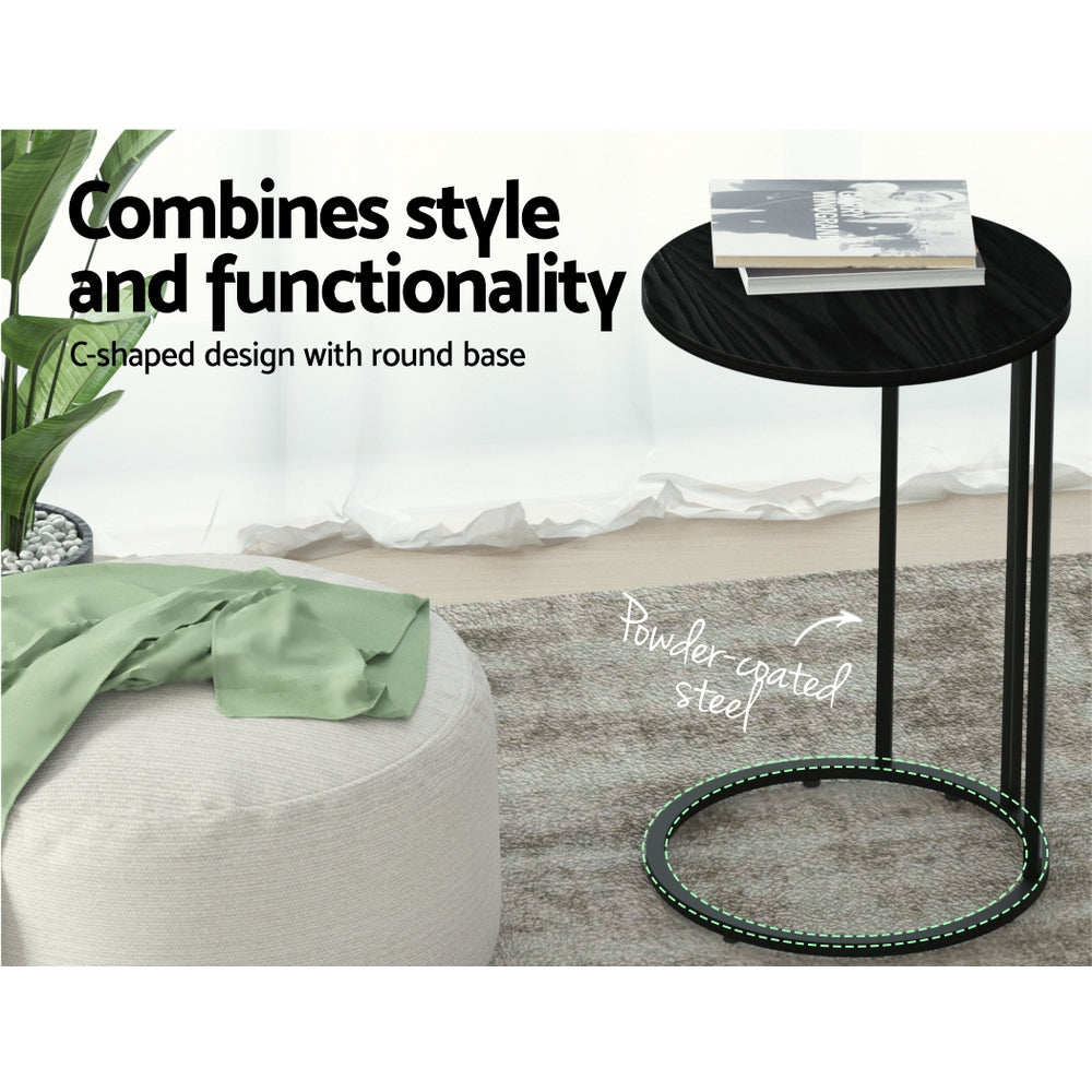 Marlook Coffee Table Side Table Round Black Martha