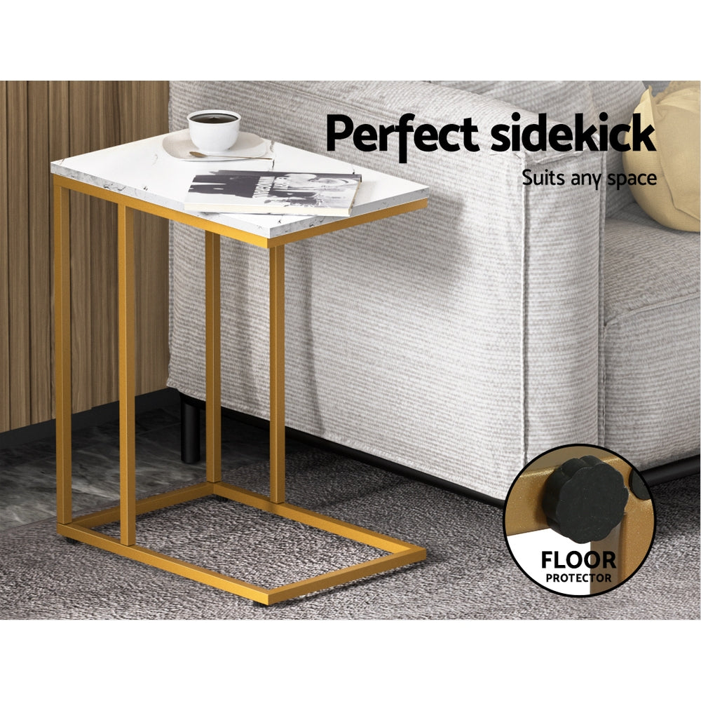 Marlook Coffee Table Side Table Marble Effect Emma