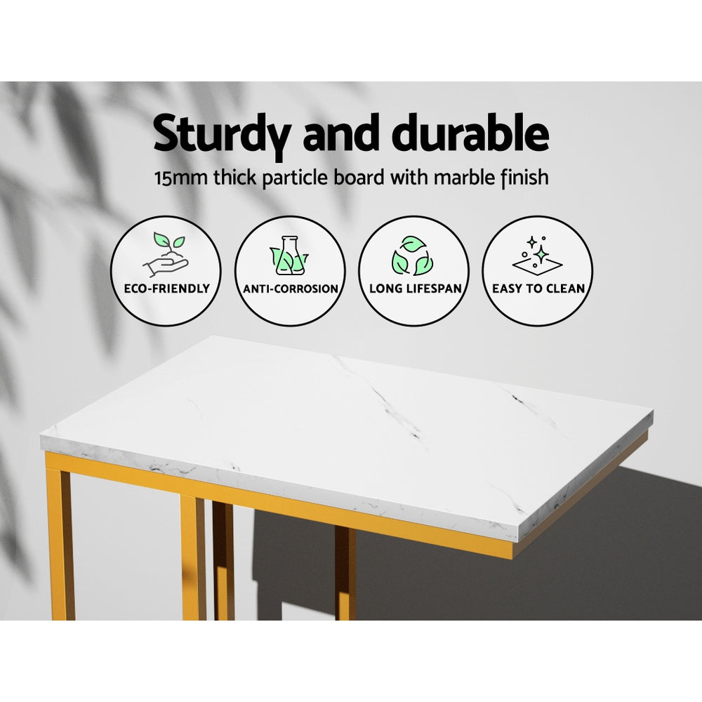 Marlook Coffee Table Side Table Marble Effect Emma