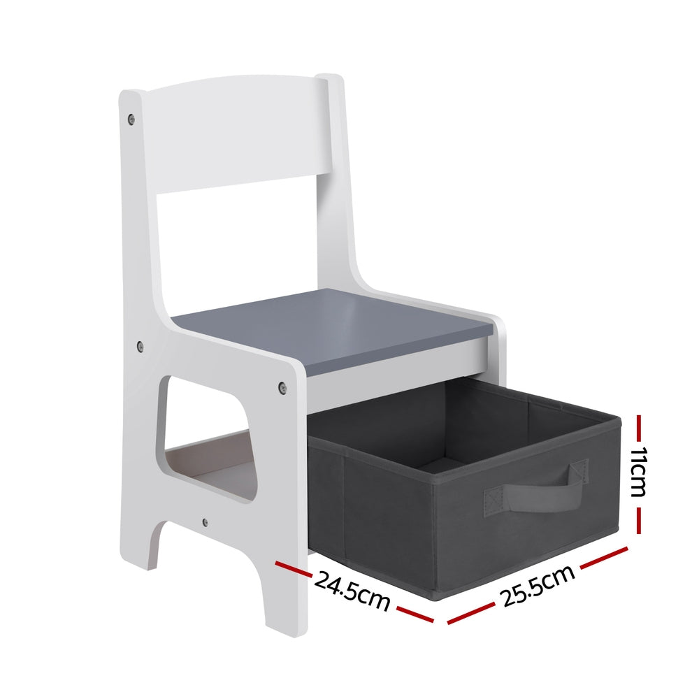 Marlook Kids Table and Chairs Set Play Activity Toys Storage Chalkboard Desk Grey