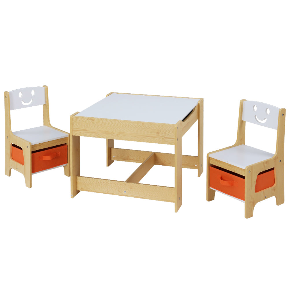 Marlook 3PCS Kids Table and Chairs Set Activity Desk Chalkboard Toys Storage Box