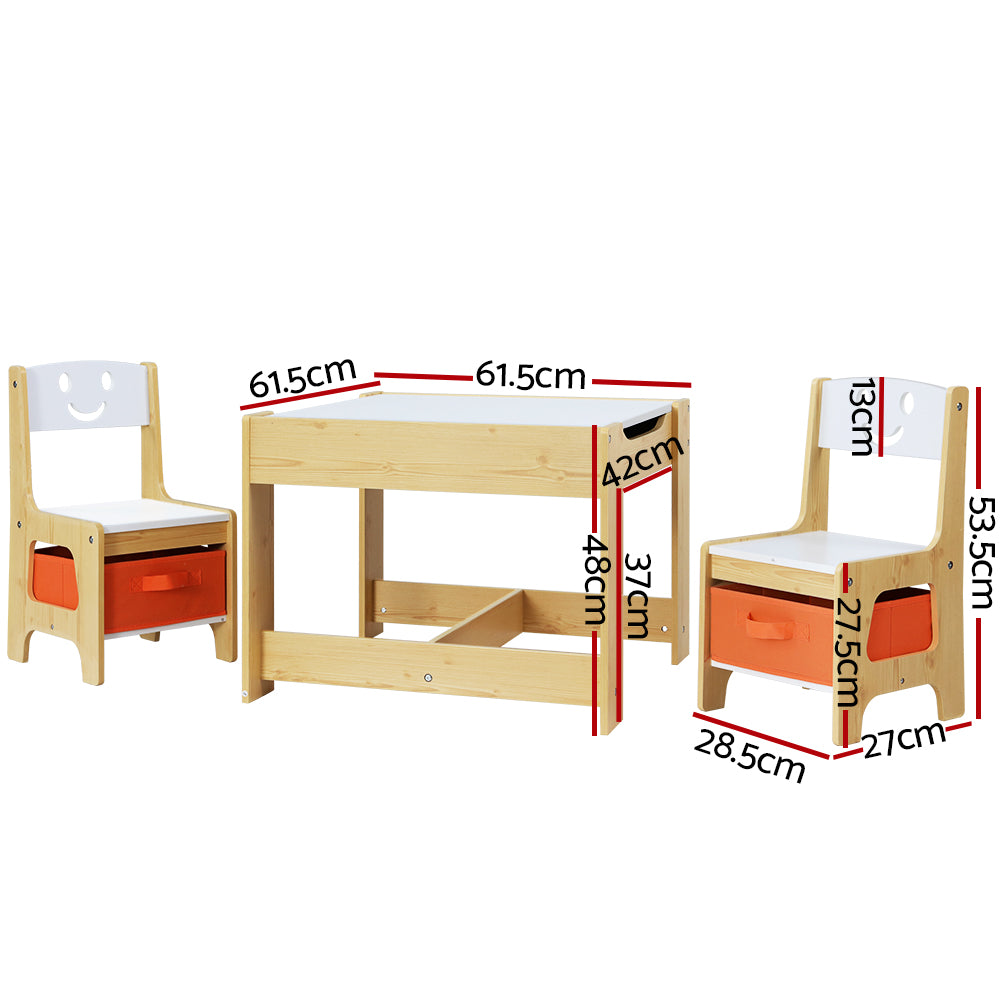 Marlook 3PCS Kids Table and Chairs Set Activity Desk Chalkboard Toys Storage Box