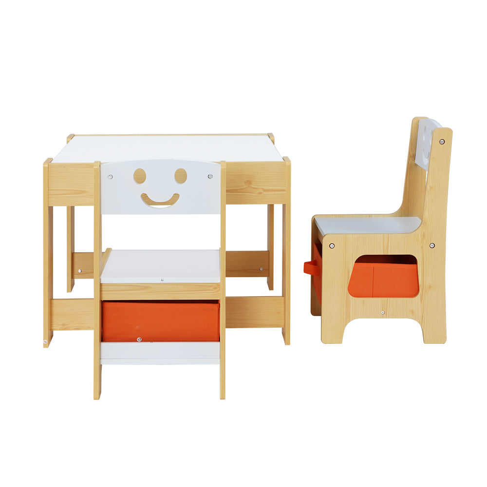 Marlook 3PCS Kids Table and Chairs Set Activity Desk Chalkboard Toys Storage Box