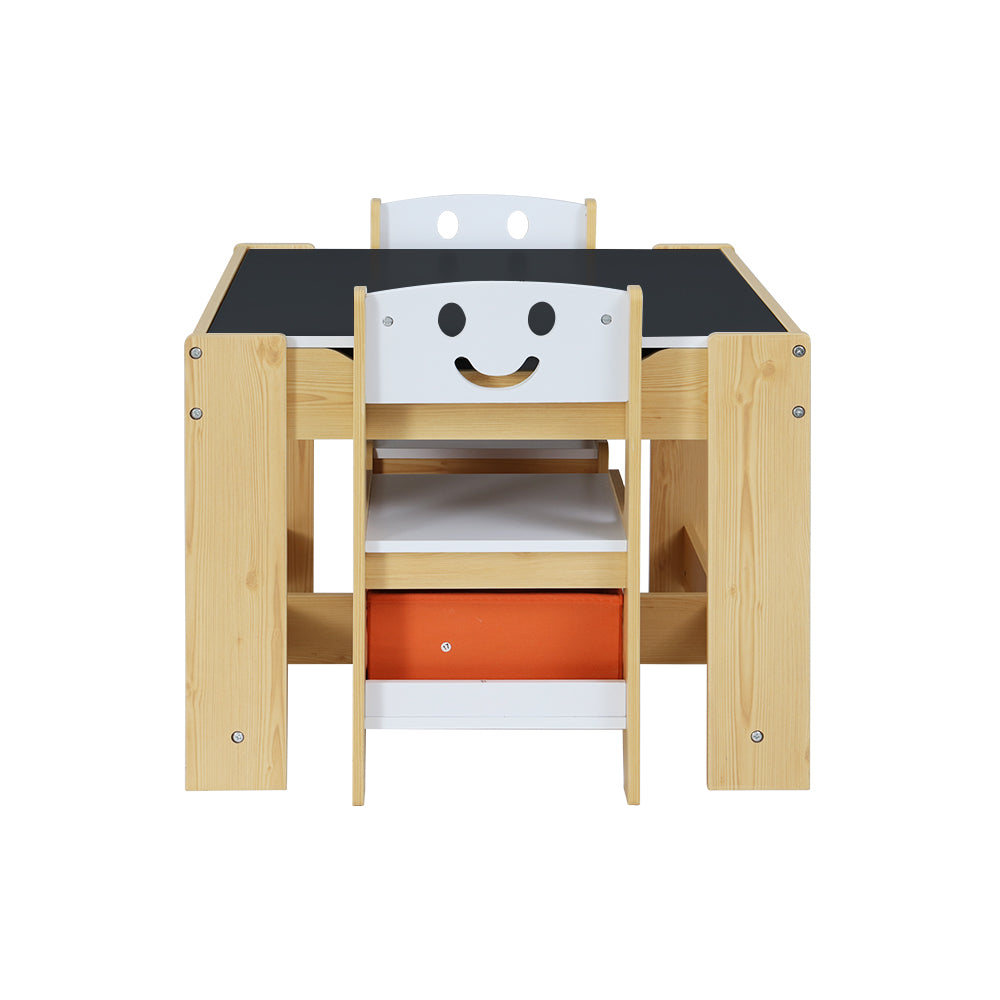 Marlook 3PCS Kids Table and Chairs Set Activity Desk Chalkboard Toys Storage Box
