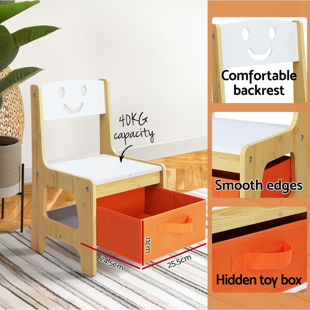 Marlook 3PCS Kids Table and Chairs Set Activity Desk Chalkboard Toys Storage Box