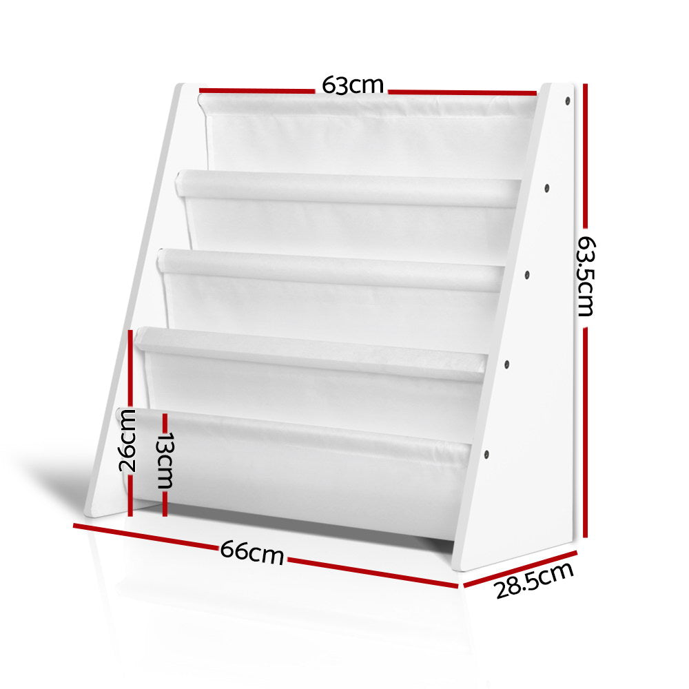 Marlook 4 Tiers Kids Bookshelf Magazine Shelf Children Bookcase Rack Organiser