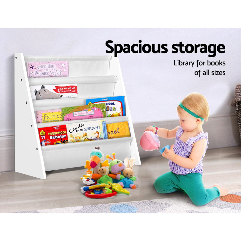 Marlook 4 Tiers Kids Bookshelf Magazine Shelf Children Bookcase Rack Organiser