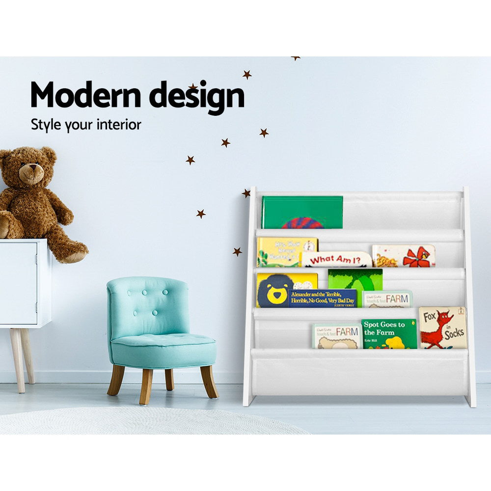 Marlook 4 Tiers Kids Bookshelf Magazine Shelf Children Bookcase Rack Organiser