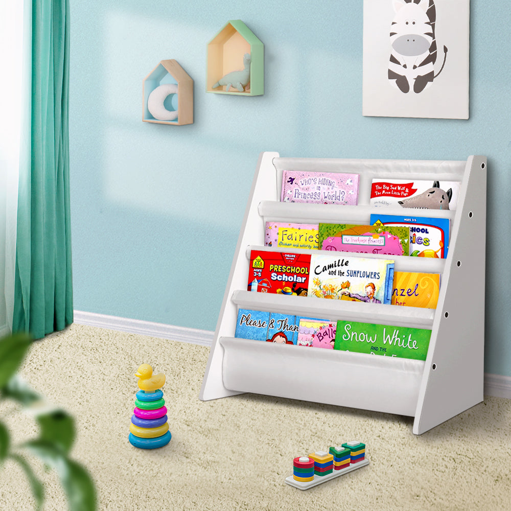 Marlook 4 Tiers Kids Bookshelf Magazine Shelf Children Bookcase Rack Organiser