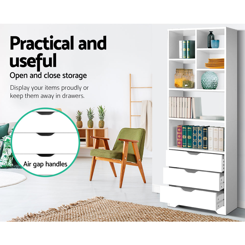 Marlook Bookshelf with Drawers - NANA White