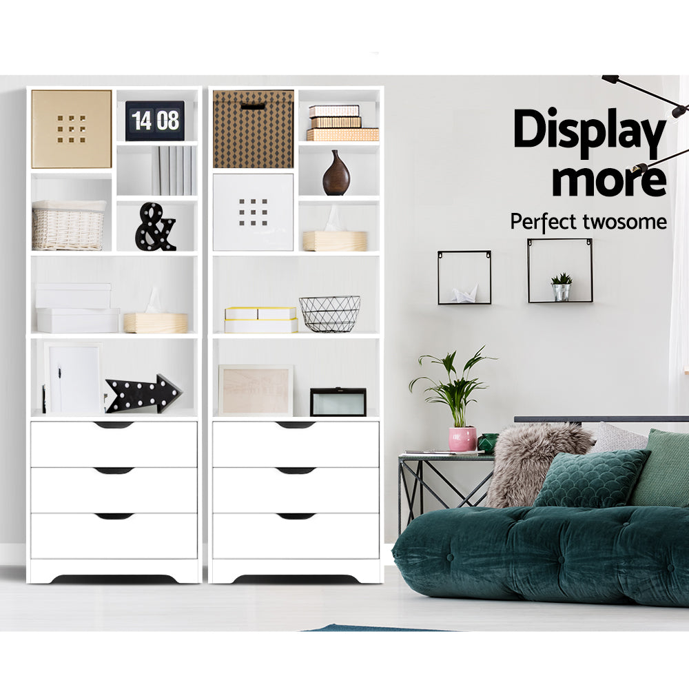 Marlook Bookshelf with Drawers - NANA White