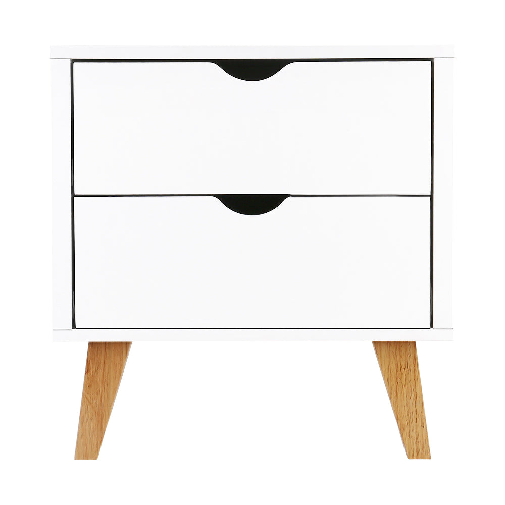 Marlook Bedside Table 2 Drawers - ANDERS White