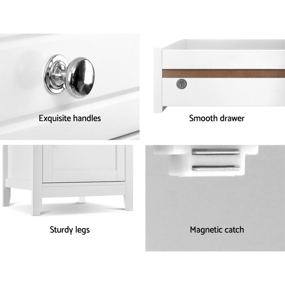 Marlook Bedside Tables Side Table Drawers Nightstand White