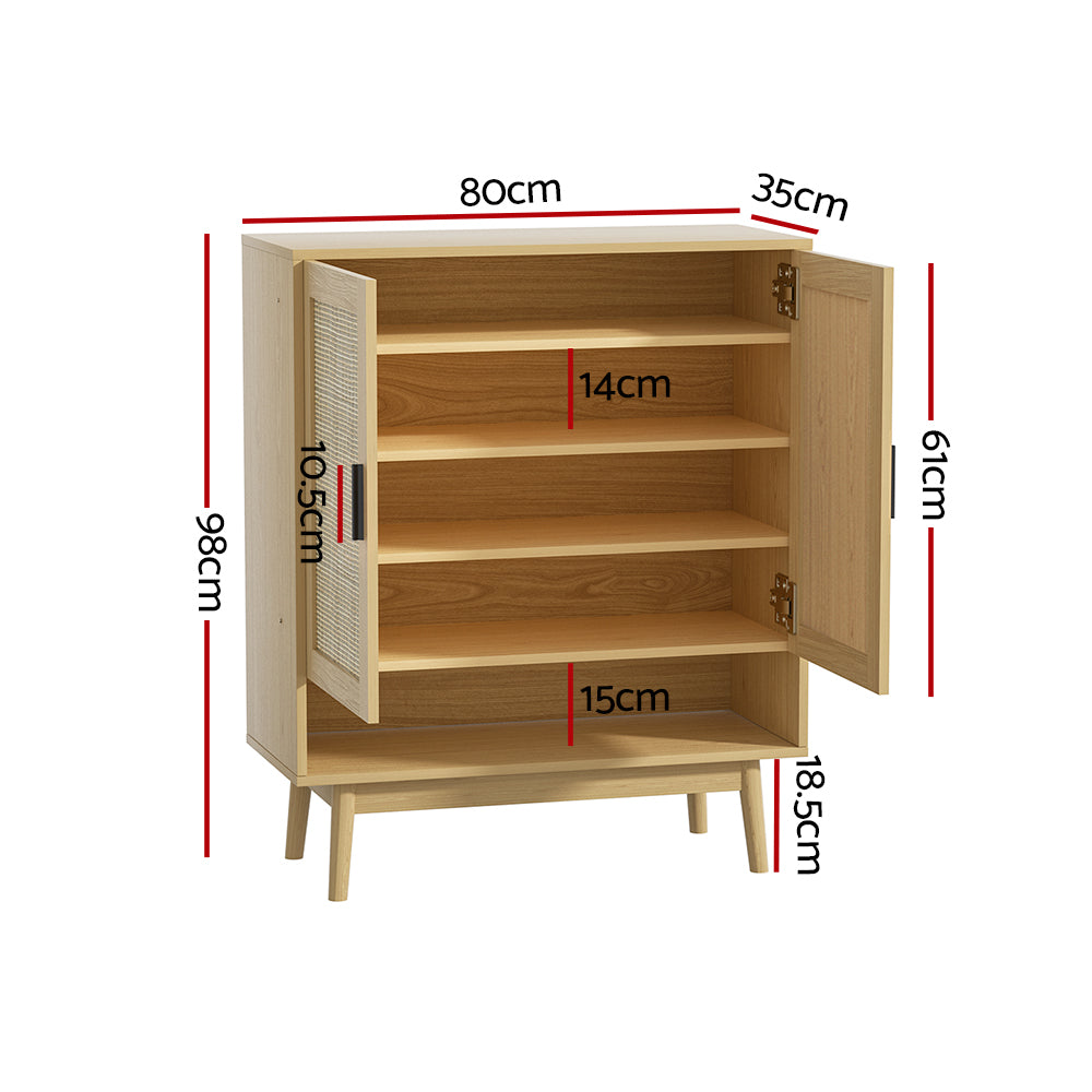 Marlook Shoe Rack Cabinet Rattan 5-tier 20 Pairs Dani