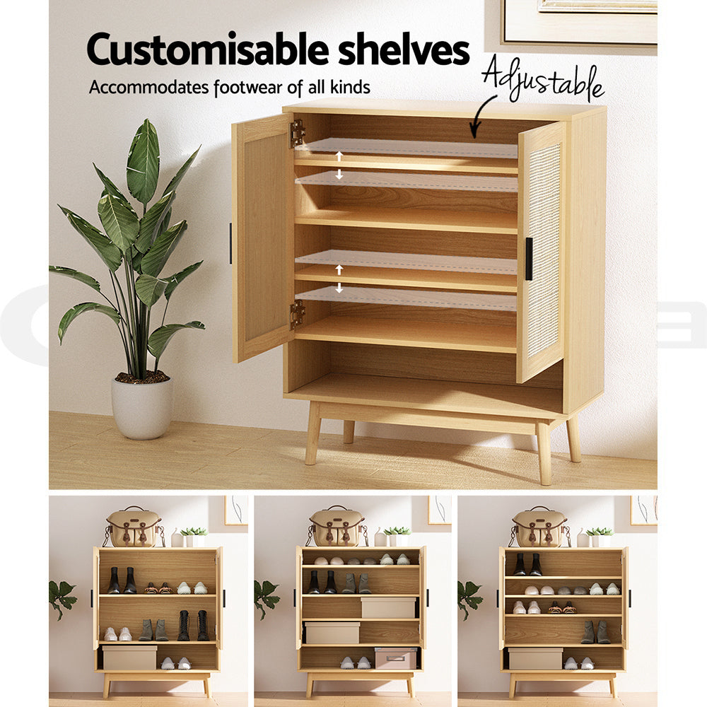 Marlook Shoe Rack Cabinet Rattan 5-tier 20 Pairs Dani
