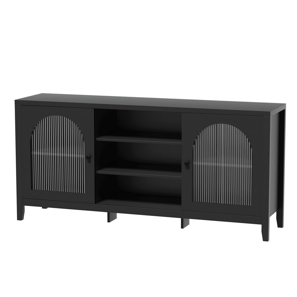 Marlook Buffet Sideboard Shelves Double Doors - Black