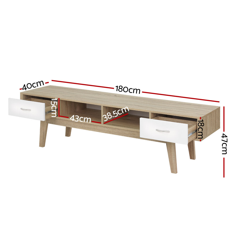 Marlook TV Cabinet Entertainment Unit 180cm Oak White Gary