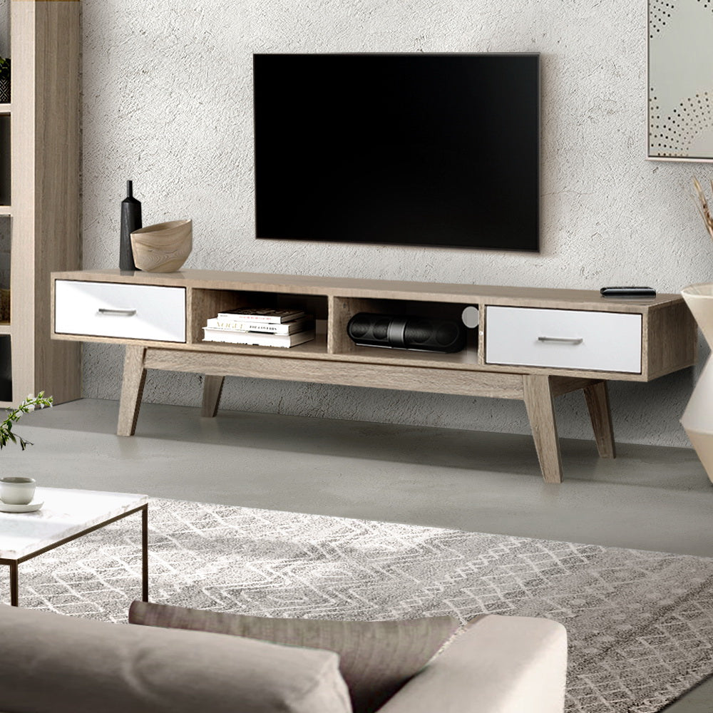 Marlook TV Cabinet Entertainment Unit 180cm Oak White Gary