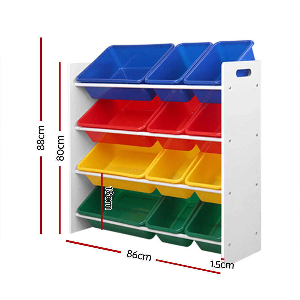 Marlook Kids Toy Box 12 Bins Bookshelf Organiser Children Storage Rack