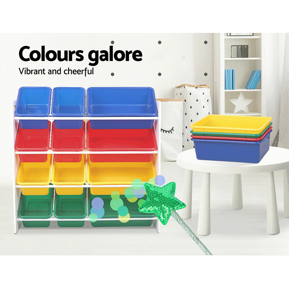 Marlook Kids Toy Box 12 Bins Bookshelf Organiser Children Storage Rack