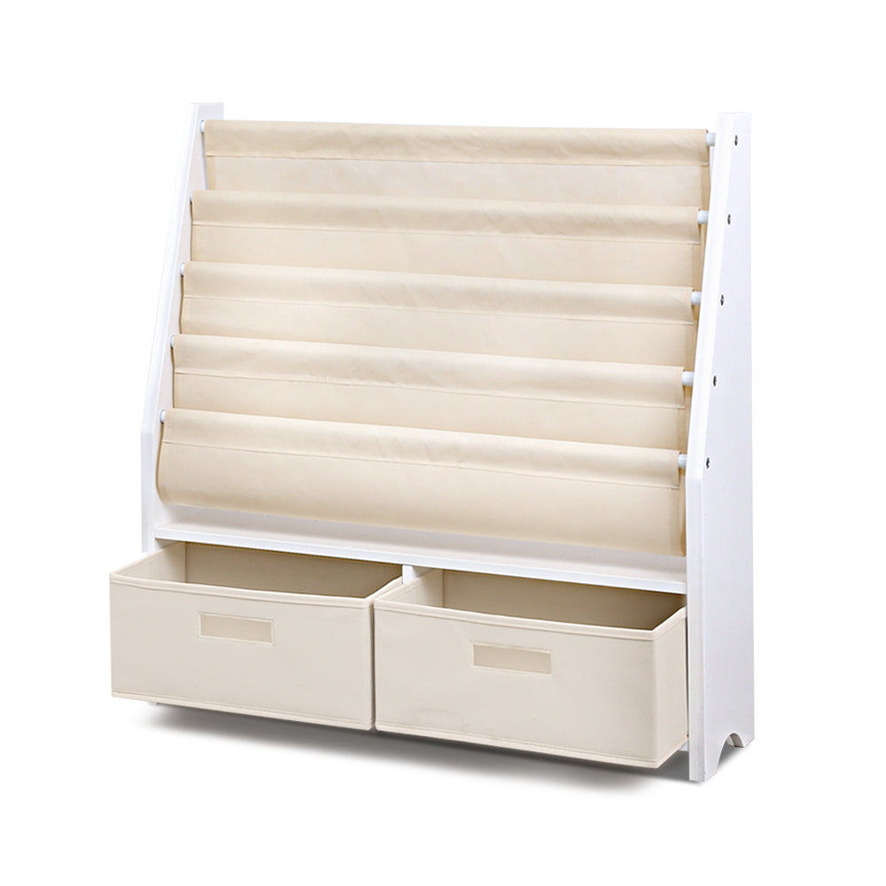 Marlook 4 Tiers Kids Bookshelf Magazine Rack Children Bookcase Organiser Drawer