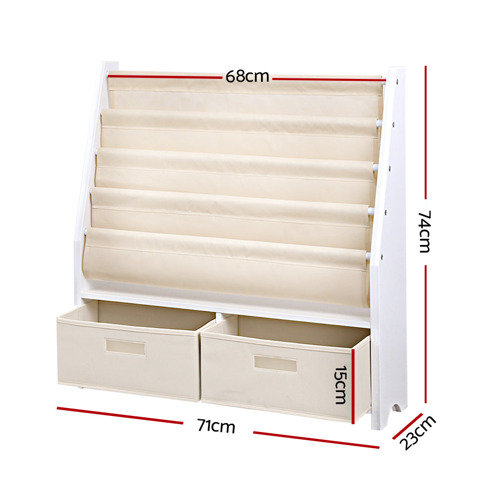 Marlook 4 Tiers Kids Bookshelf Magazine Rack Children Bookcase Organiser Drawer