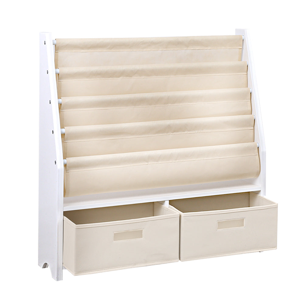 Marlook 4 Tiers Kids Bookshelf Magazine Rack Children Bookcase Organiser Drawer