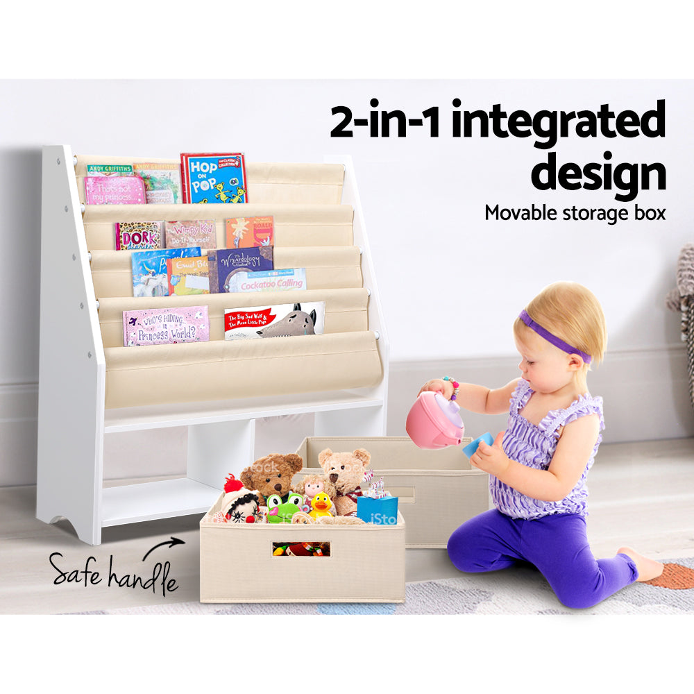 Marlook 4 Tiers Kids Bookshelf Magazine Rack Children Bookcase Organiser Drawer