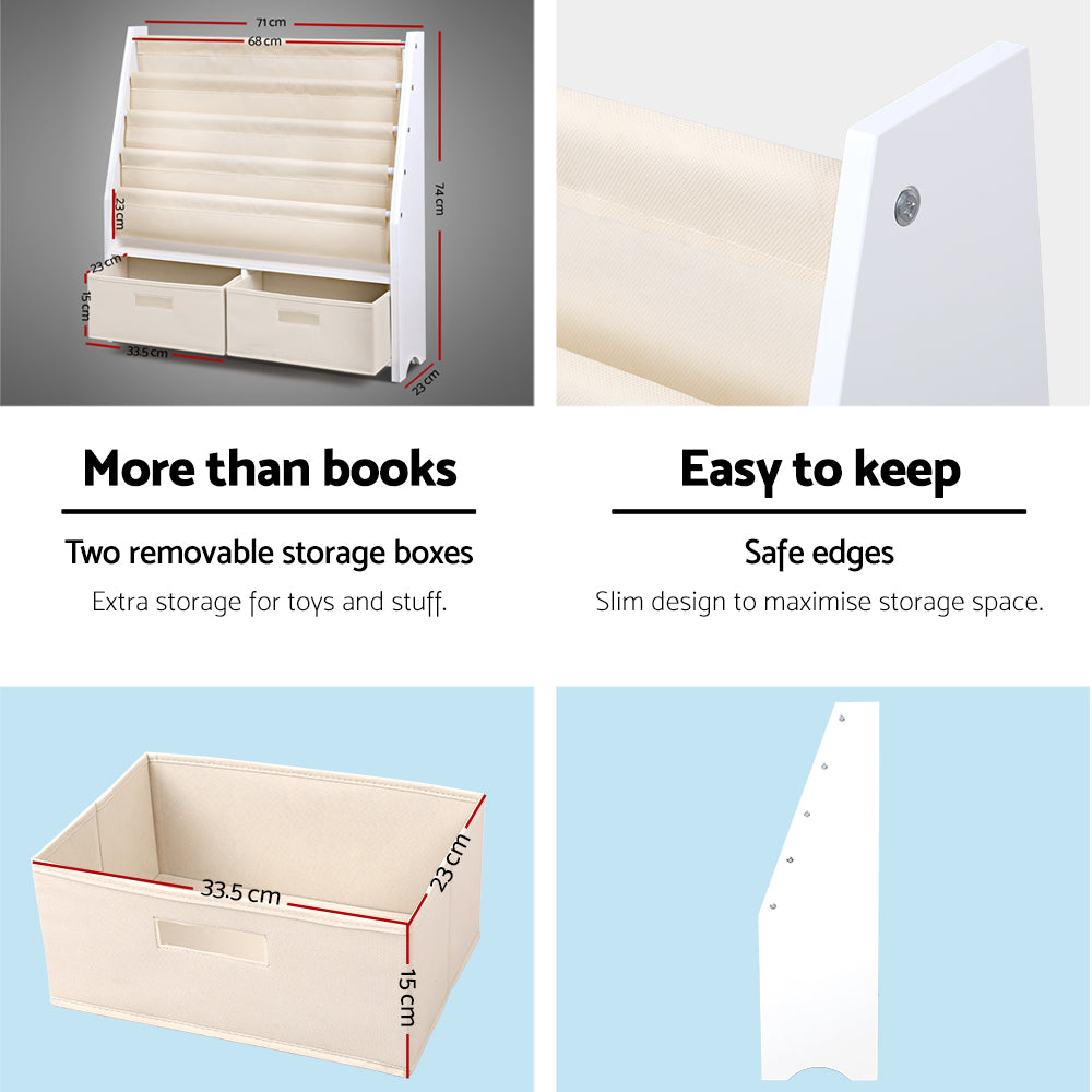 Marlook 4 Tiers Kids Bookshelf Magazine Rack Children Bookcase Organiser Drawer
