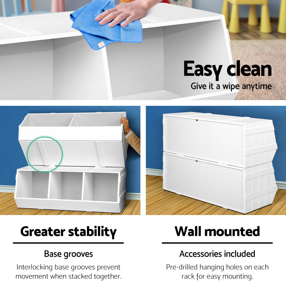Marlook Kids Toy Box Bookshelf Storage Bookcase Organiser Display Stackable
