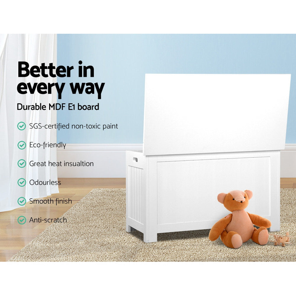 Marlook Kids Toy Box Chest Storage Blanket Children Clothes Room Organiser White