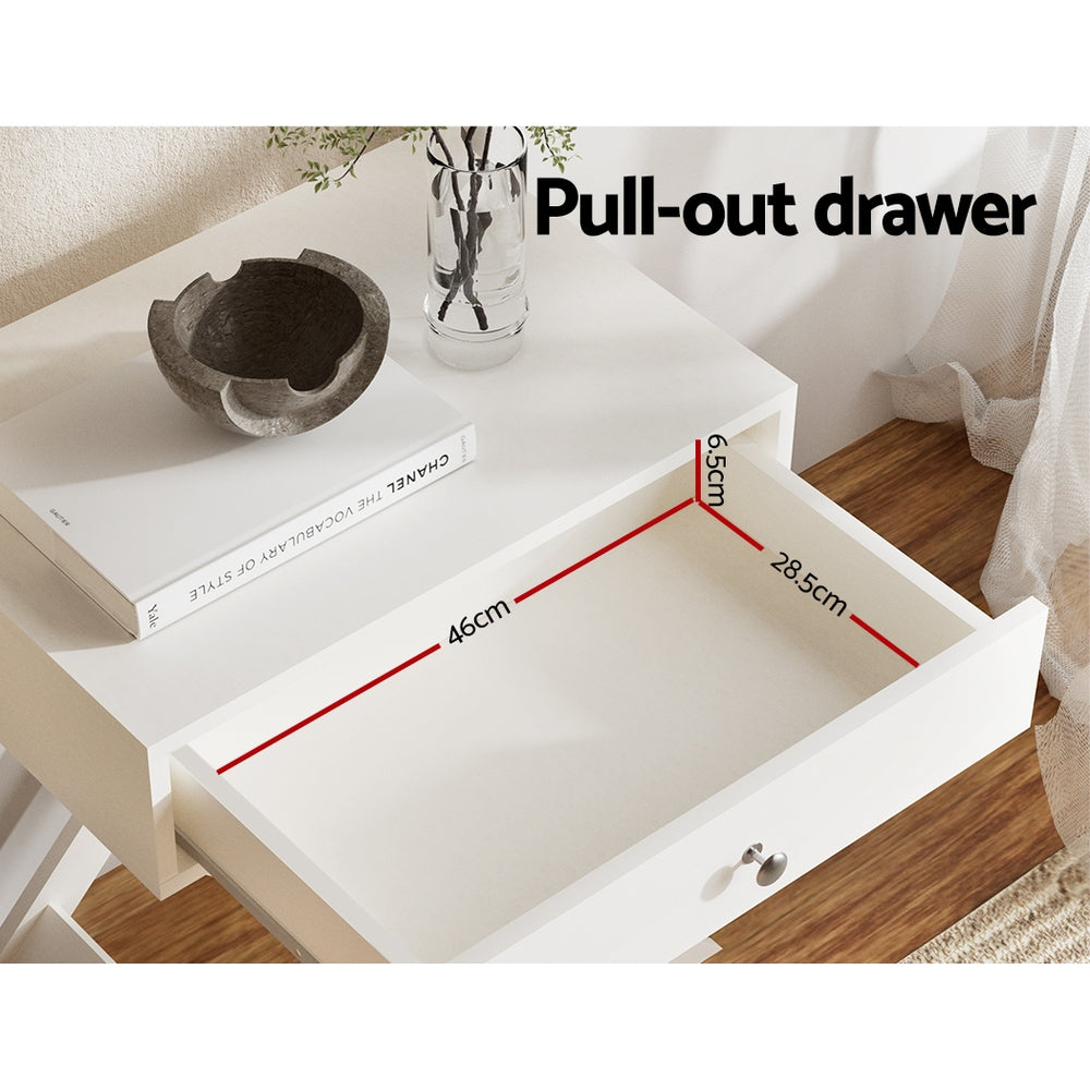Marlook Bedside Table Drawers Side Table Storage Cabinet Nightstand White QARA