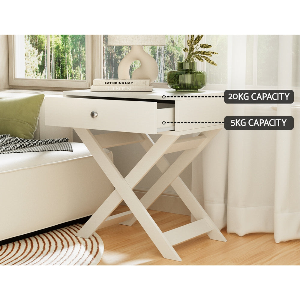 Marlook Bedside Table Drawers Side Table Storage Cabinet Nightstand White QARA