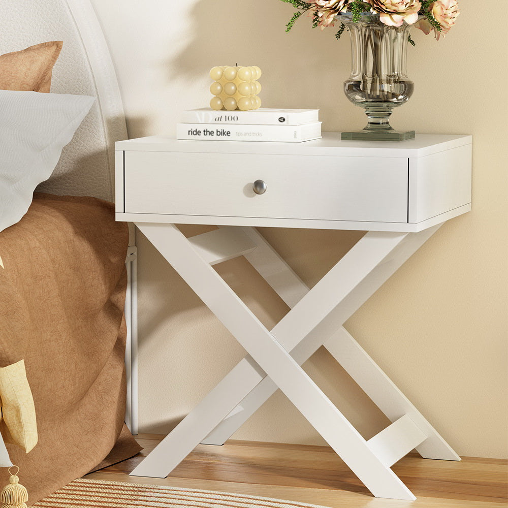 Marlook Bedside Table Drawers Side Table Storage Cabinet Nightstand White QARA