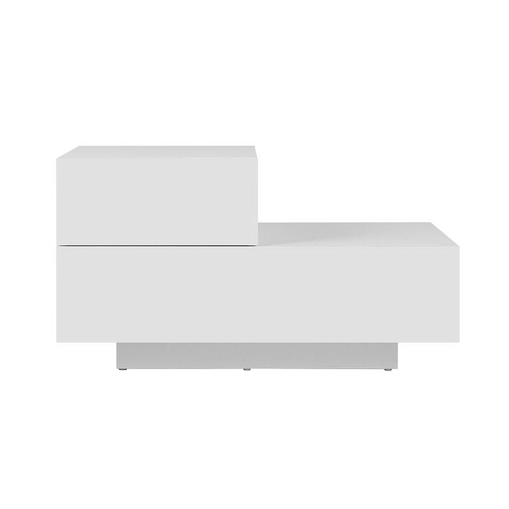 Marlook Bedside Tables LED 2 Drawers - REMI White