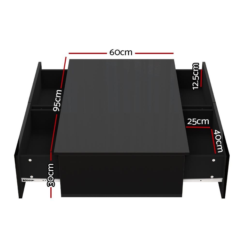 Marlook Coffee Table 4 Drawers Black Trevi