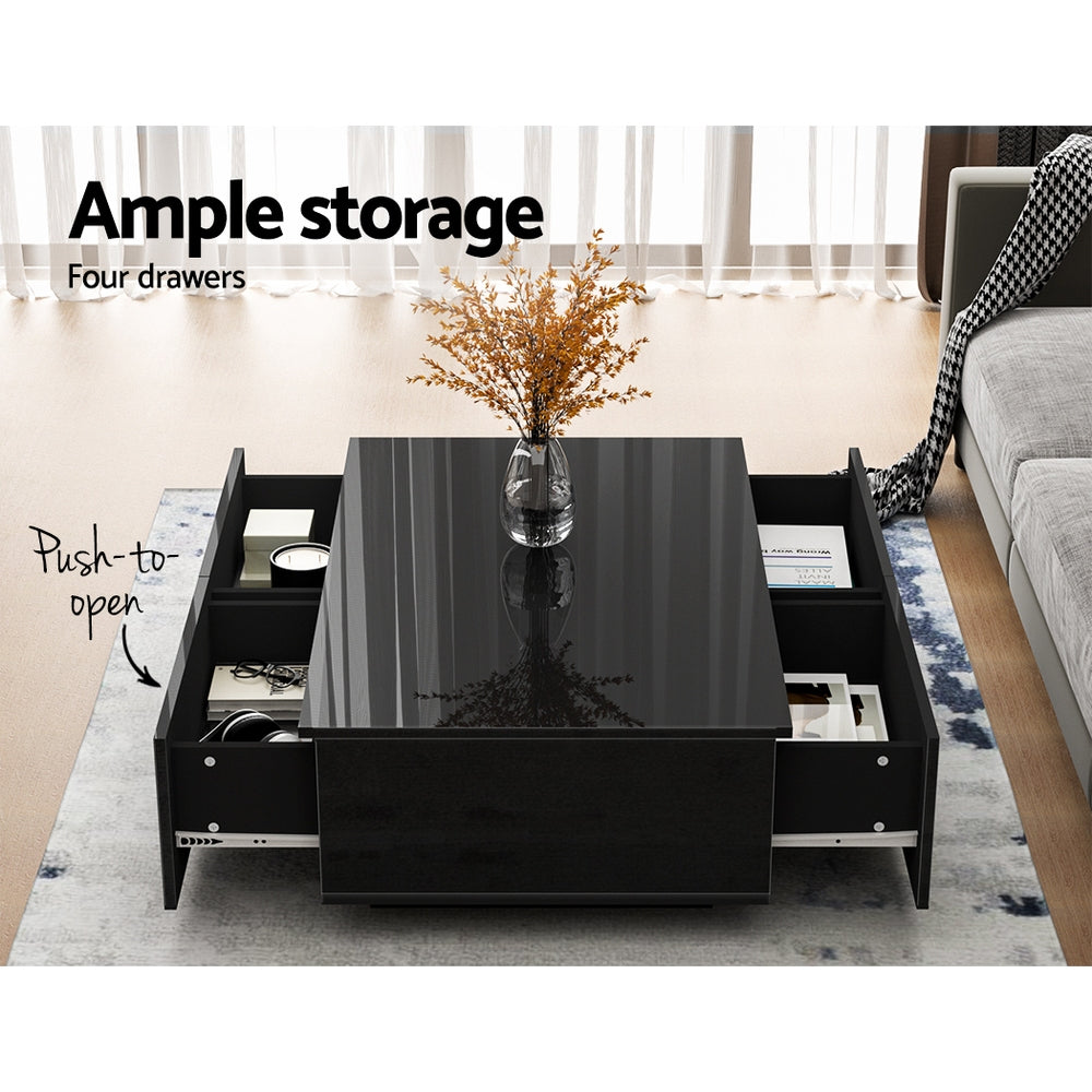Marlook Coffee Table 4 Drawers Black Trevi